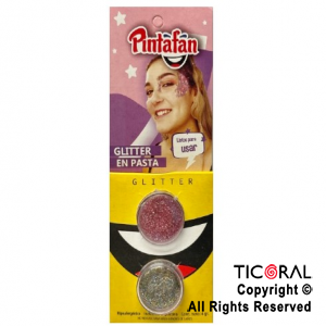 MAQUILLAJE GLITTER EN PASTA SET X 2 COLORES FUCSIA Y PLATA 015-10 x 3 BLISTERS